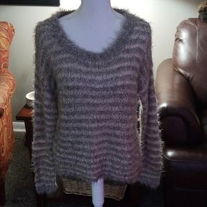 Gray and cream  striped sweater